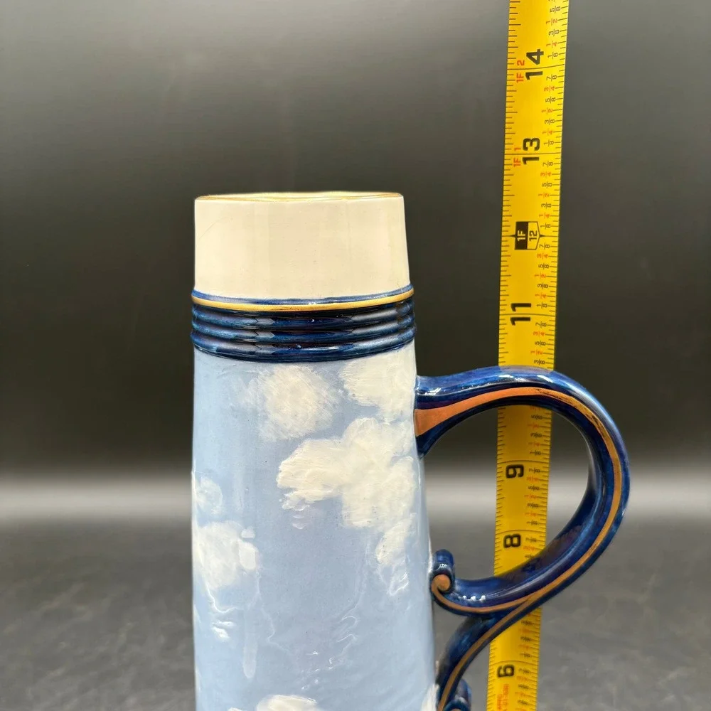 Vtg Rare HTF HandPainted 1907 Sarreguemines Ceramic Tall Pitcher Dutch